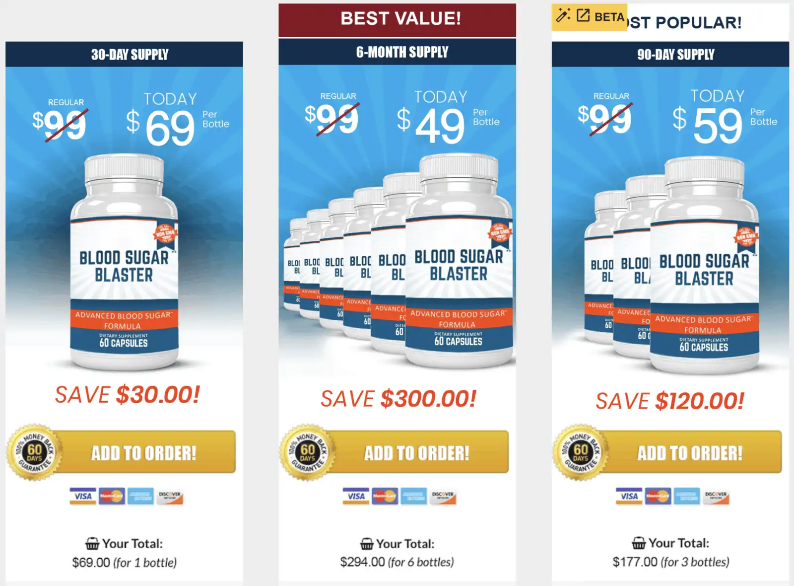 blood sugar blaster pricing list